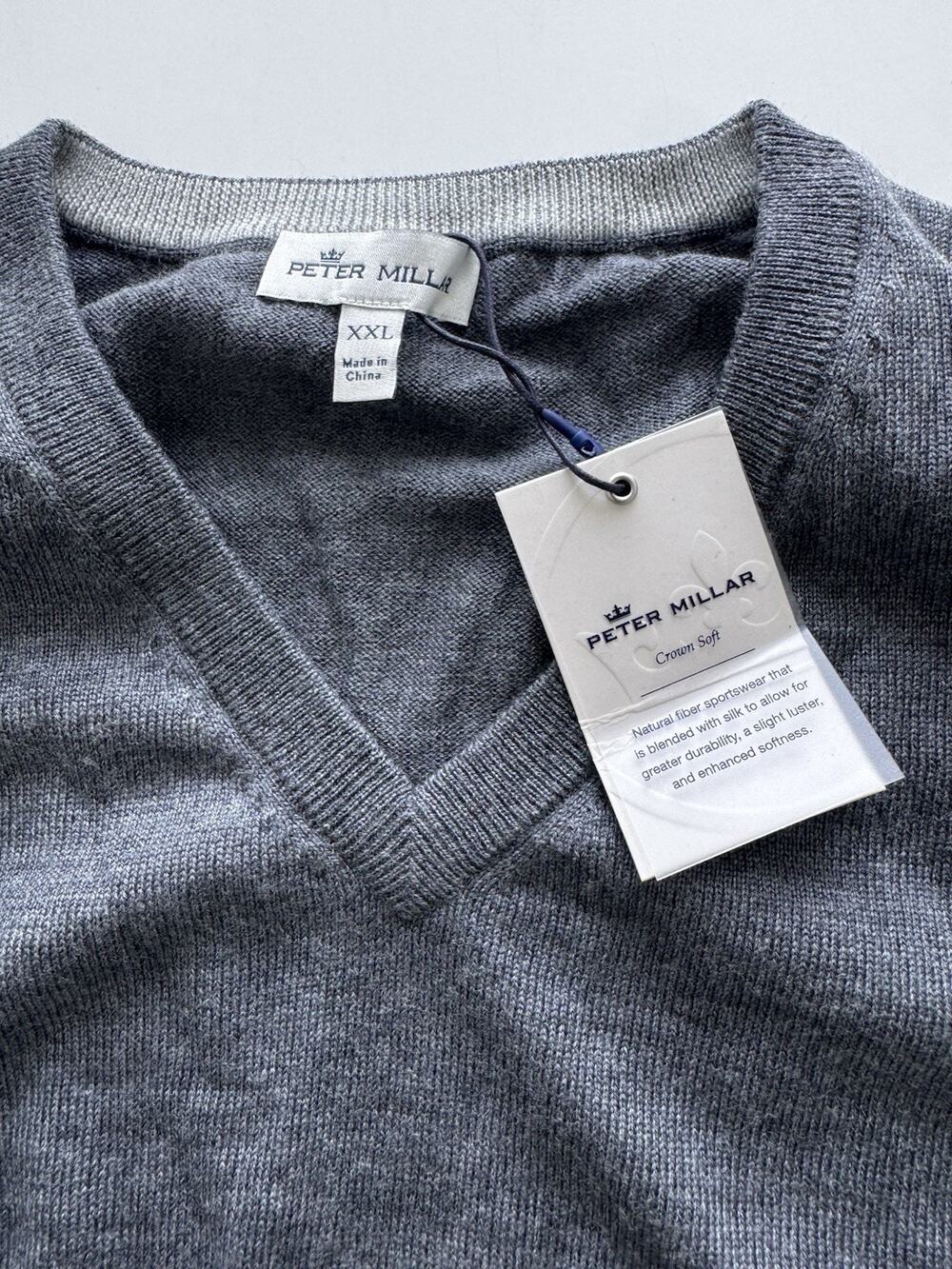 Peter Millar Sweater Vest Mens V-Neck Merino Wool Silk XXL Charcoal